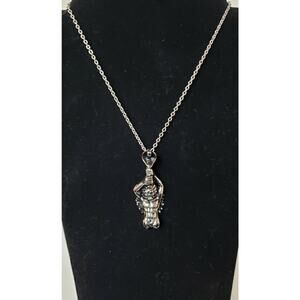 Black Oxidized Stainless Steel Chain Necklace, with Cobra & Man with Skull...